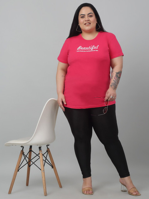 Trend Level Plus Size Typography Printed Pure Cotton T-shirt - Image 5