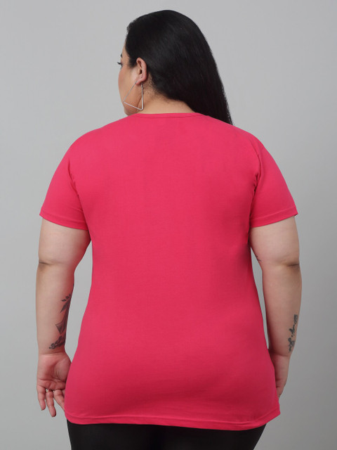 Trend Level Plus Size Typography Printed Pure Cotton T-shirt - Image 4