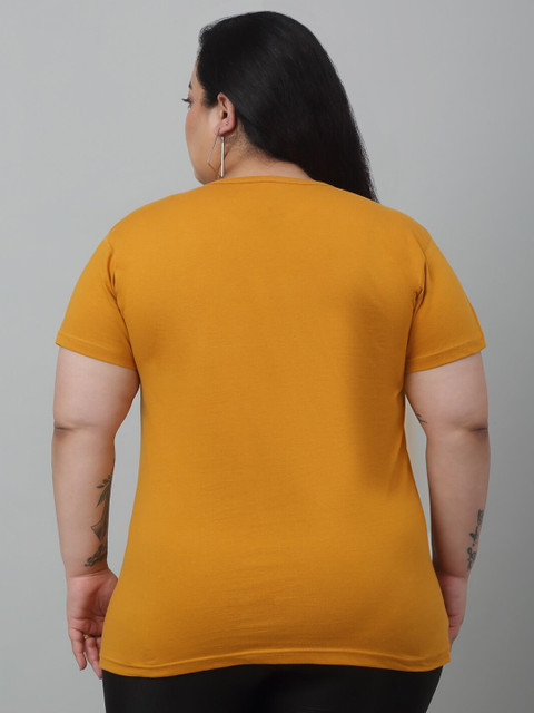 Trend Level Plus Size Round Neck Typography Printed Cotton T-shirt - Image 4