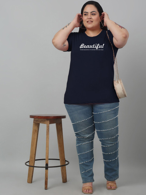 Trend Level Plus Size Typography Printed Cotton T-shirt - Image 5