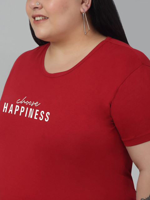 Trend Level Plus Size Typography Printed Cotton T-shirt - Image 2