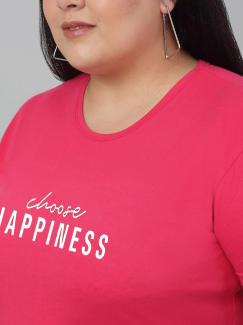 Trend Level Plus Size Typography Printed Cotton T-shirt - Image 2