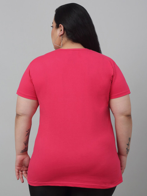 Trend Level Plus Size Typography Printed Cotton T-shirt - Image 4