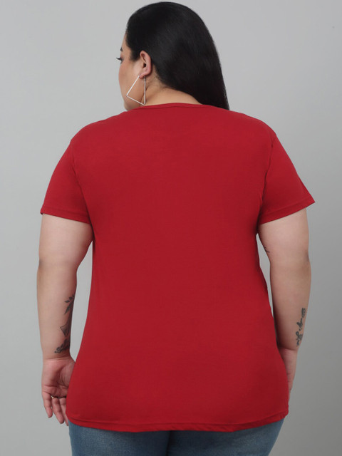 Trend Level Plus Size Round Neck Typography Cotton T-shirt - Image 4