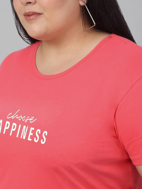 Trend Level Plus Size Typography Printed Cotton T-shirt - Image 2