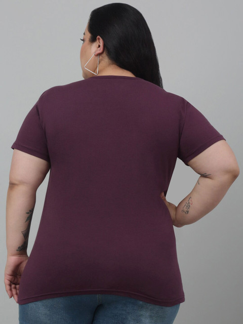 Trend Level Plus Size Typography Printed Pure Cotton T-shirt - Image 4