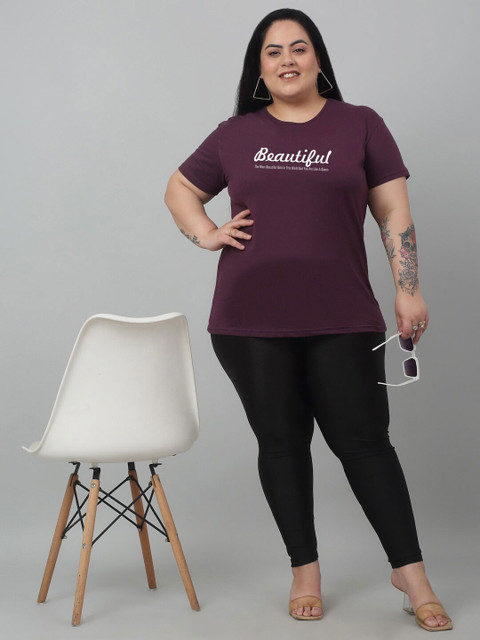 Trend Level Plus Size Typography Printed Pure Cotton T-shirt - Image 5