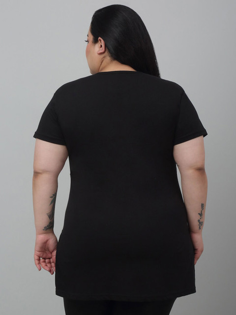 Trend Level Plus Size Typography Printed Pure Cotton T-shirt - Image 4