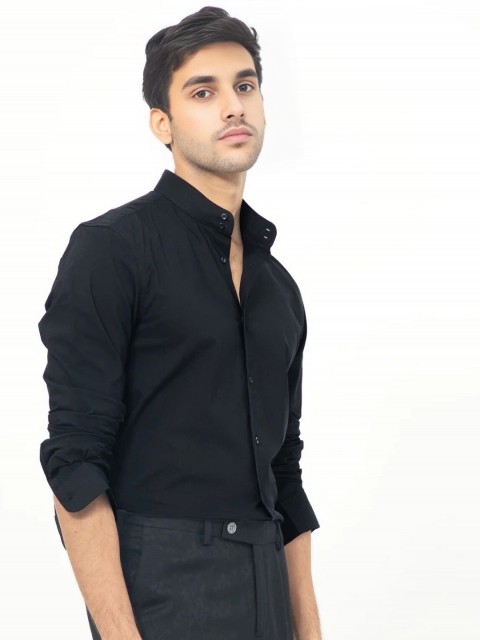 MISCHIEF MONKEY Classic Tailored Fit Spread Collar Long Sleeves Cotton Casual Shirt - Image 3