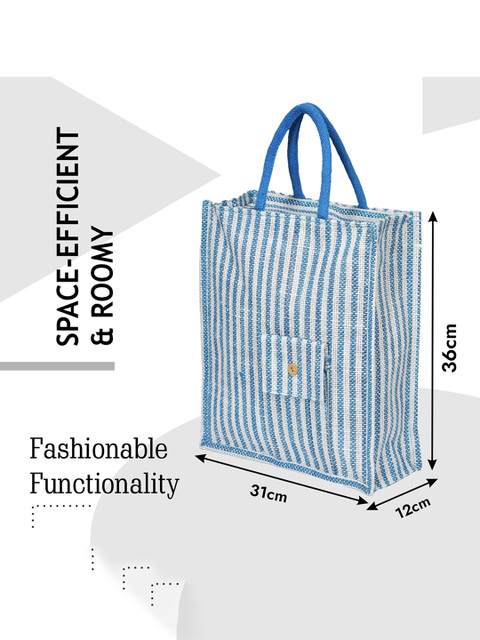 Kuber Industries Striped Jute Shopping Bag - Image 5