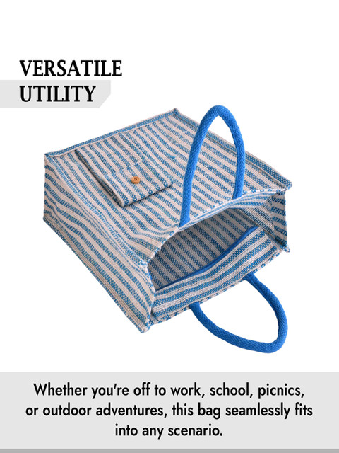 Kuber Industries Striped Jute Shopping Bag - Image 6