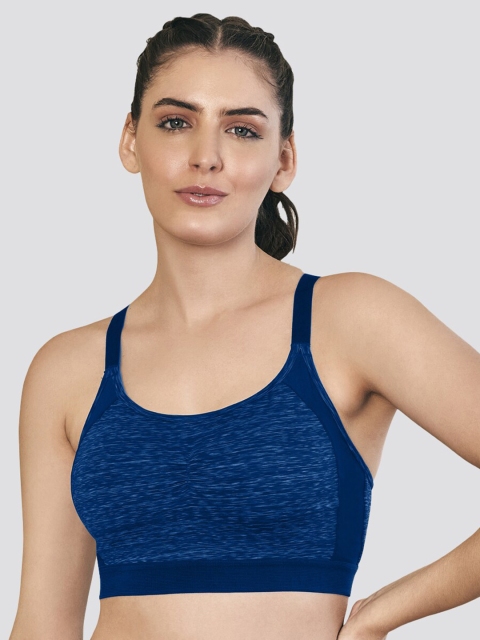 K LINGERIE Pack of 2 Alex High Impact Double Layered Workout/Sports Bra MMRN-MBLU - Image 2