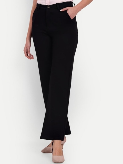 BAESD Women Smart Straight Fit High-Rise Bootcut Trousers