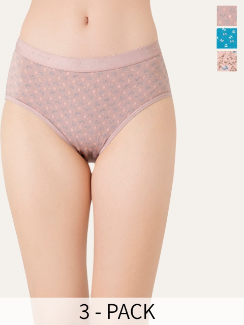 Lady Lyka Pack Of 3 Printed Cotton Briefs