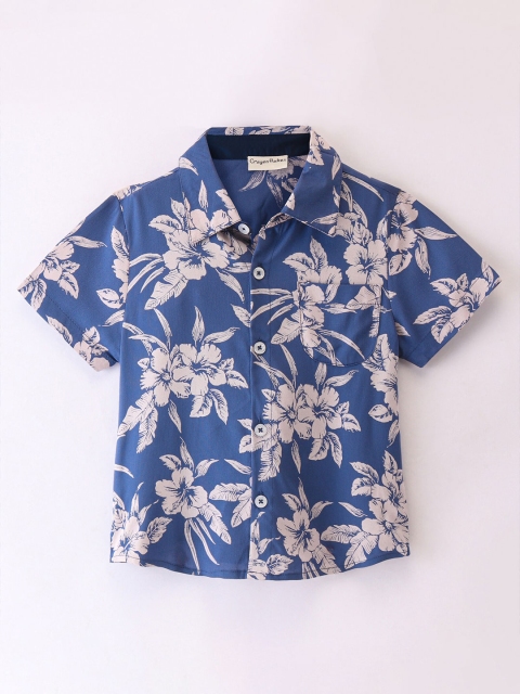 CrayonFlakes Boys Opaque Floral Printed Casual Shirt