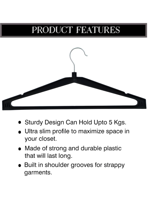 SINAL Black 12 Pieces Cloth Hangers - Image 3
