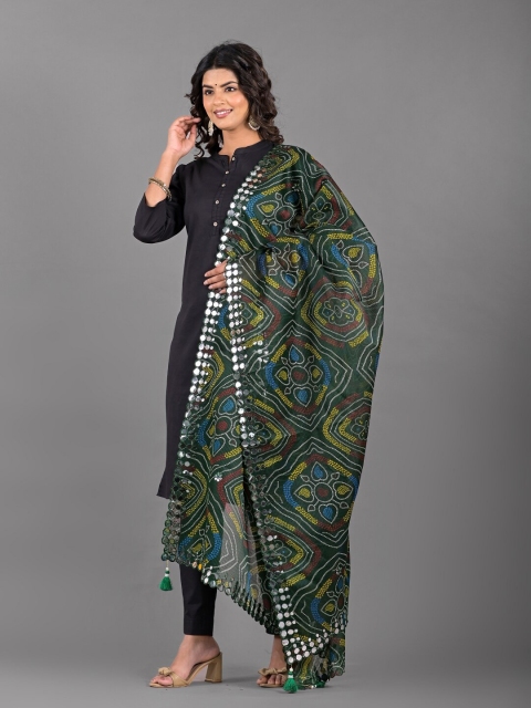 Apratim Printed Bandhani Dupatta with Gotta Patti - Image 3
