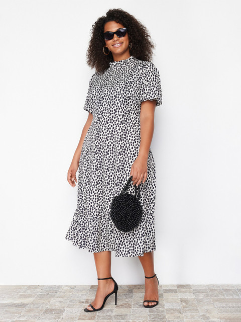 Trendyol Plus Size Abstract Printed A-Line Midi Dress