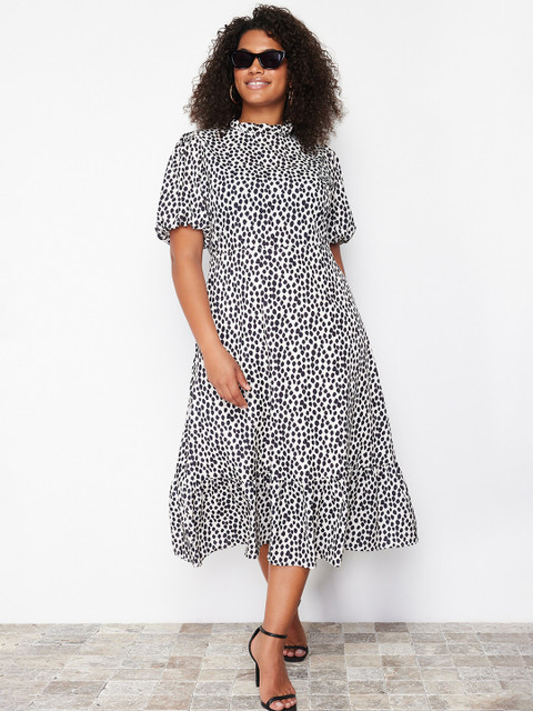 Trendyol Plus Size Abstract Printed A-Line Midi Dress - Image 2