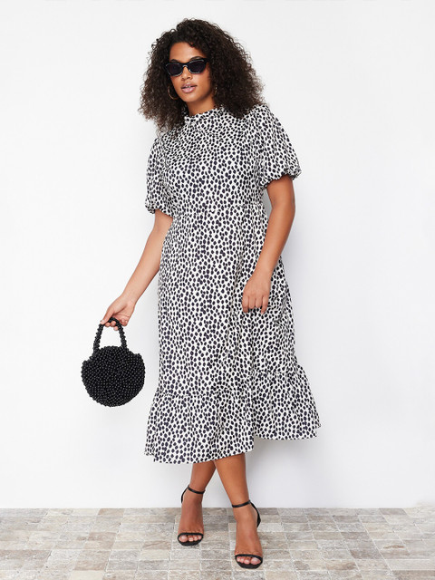 Trendyol Plus Size Abstract Printed A-Line Midi Dress - Image 5