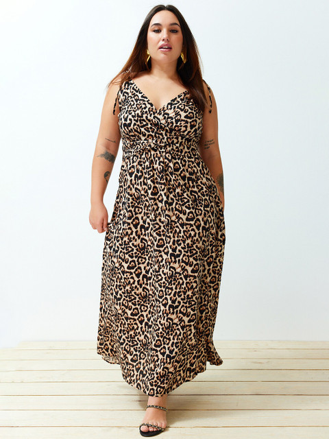 Trendyol Plus Size Animal Printed Maxi Dress