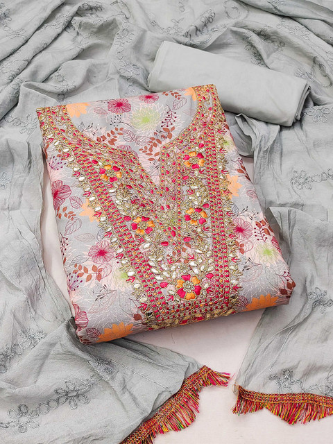 KALINI Floral Printed Unstitched Dress Material