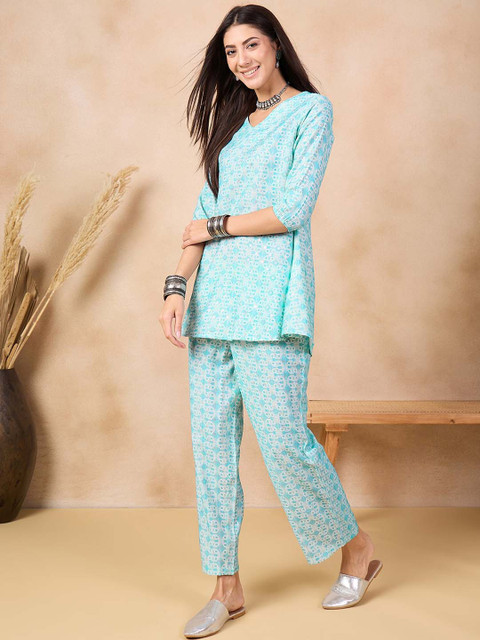 Anouk Printed V-Neck Tunic With Palazzo