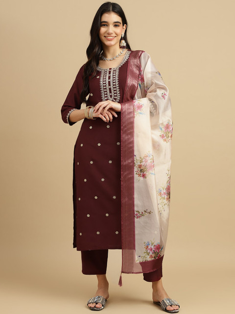 MOKOSH Regular Sequinned Kurta with Trouser & Dupatta
