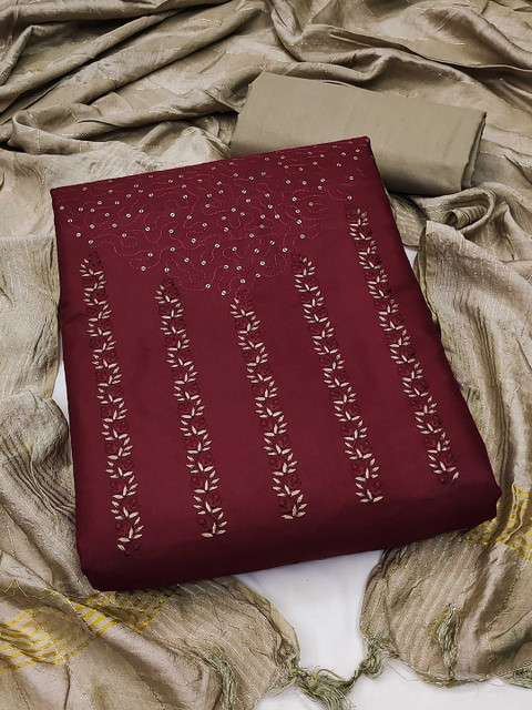 KALINI Floral Embroidered Unstitched Dress Material