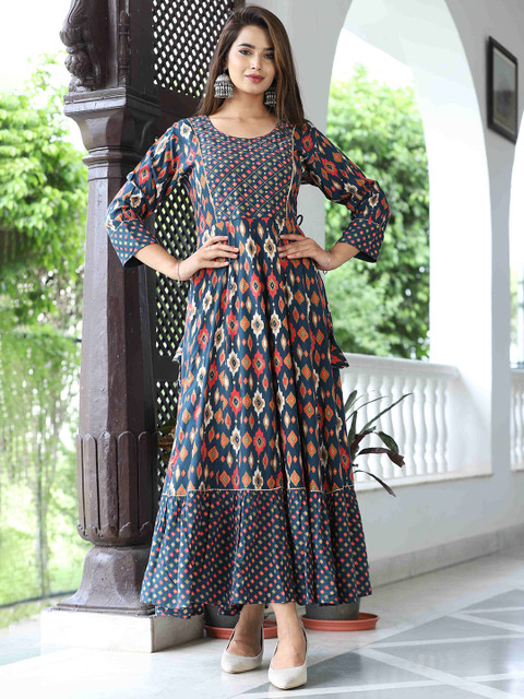KALINI Geometric Printed Anarkali Kurta
