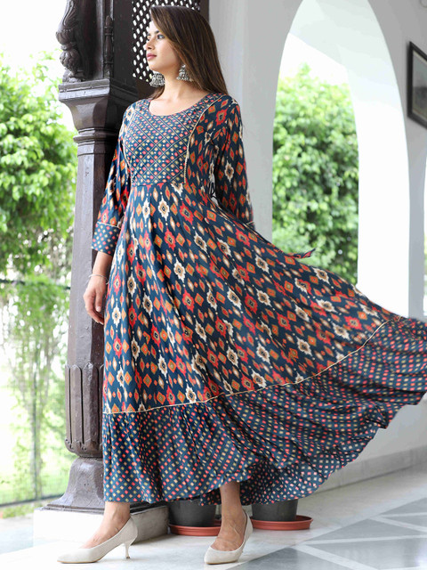 KALINI Geometric Printed Anarkali Kurta - Image 4