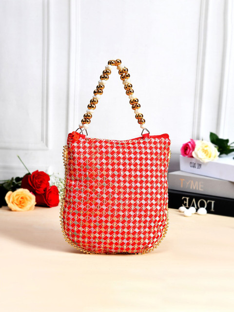 Kuber Industries Set Of 3 Embellished Embroidered Potlis