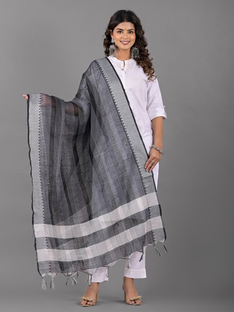 Apratim Striped Tasseled Dupatta