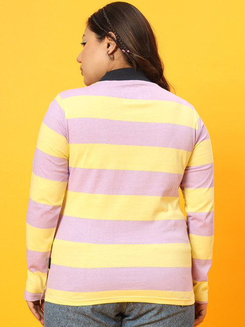 BEYOUND SIZE - THE DRY STATE Plus Size Striped High Neck Cotton T-shirt - Image 5