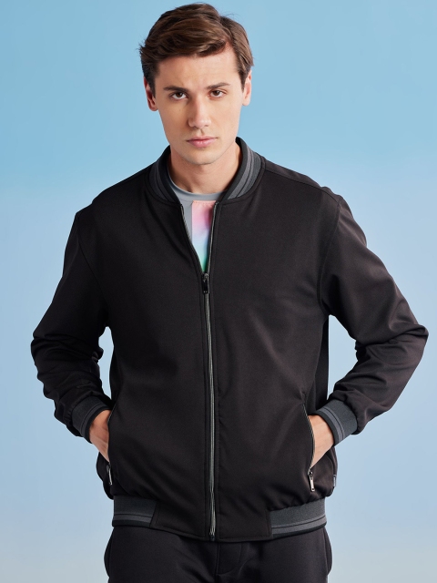 Red Flame Stand Collar Bomber Jacket