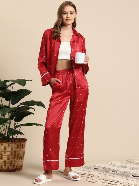 Mast & Harbour Women Conversational Printed Satin Night Suit - Image 6