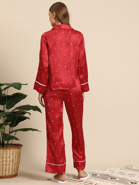 Mast & Harbour Women Conversational Printed Satin Night Suit - Image 5