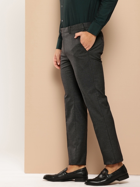 INVICTUS Men Adjustable Waistband Micro Checked Formal Trousers - Image 2