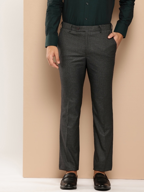 INVICTUS Men Adjustable Waistband Micro Checked Formal Trousers