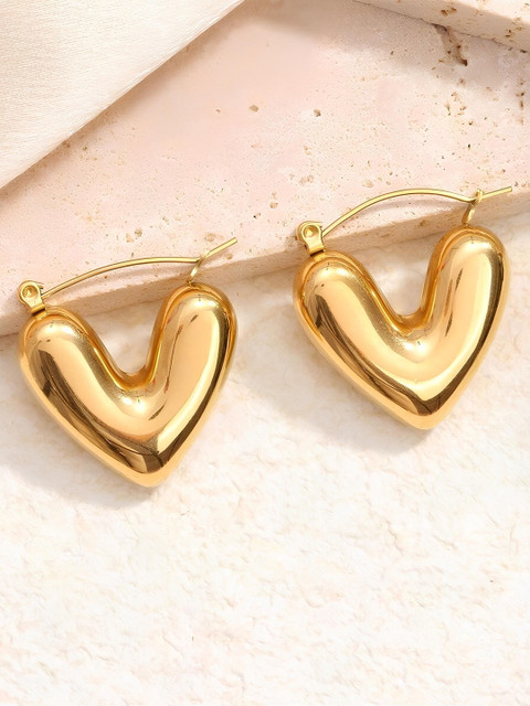 Buy KARISHMA KREATIONS Gold Plated Stainless Steel Heart Shaped Hoop Earrings - - Accessories for Women - Image 4