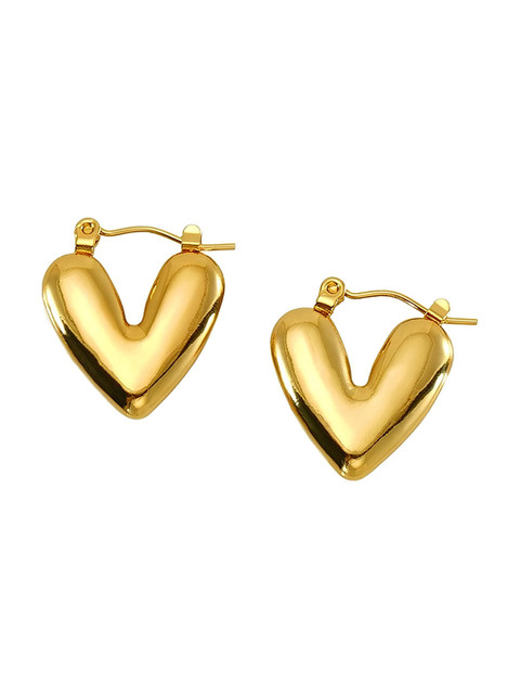 Buy KARISHMA KREATIONS Gold Plated Stainless Steel Heart Shaped Hoop Earrings - - Accessories for Women - Image 7