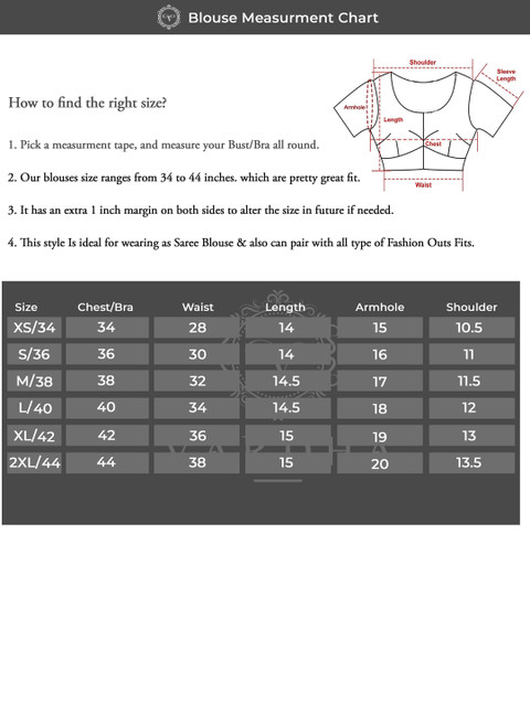 Vardha Brocade Collar Neck Padded Saree Blouse - Image 5