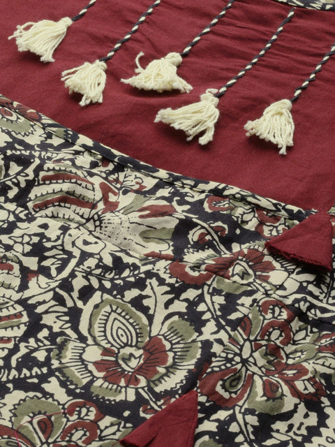 KALINI Round Neck Floral Printed Cotton Anarkali Kurta - Image 2