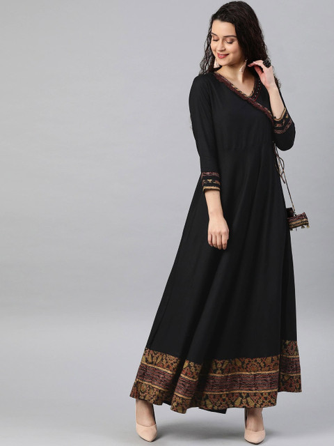 KALINI V-Neck Long Sleeves Sequins Flared Anarkali Kurta - Image 3