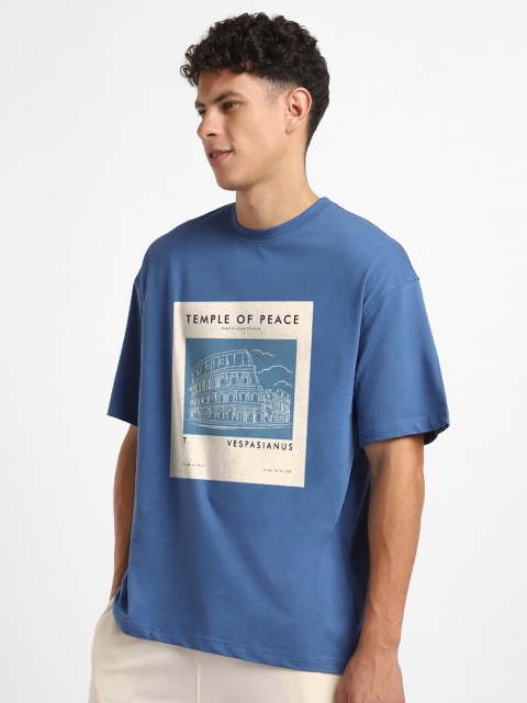NOBERO Graphic Printed Drop Shoulder Sleeves Cotton Oversized T-Shirt - Image 4