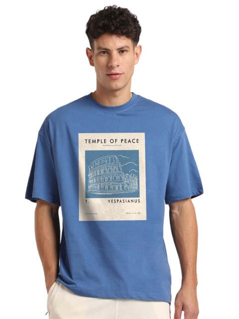 NOBERO Graphic Printed Drop Shoulder Sleeves Cotton Oversized T-Shirt - Image 2