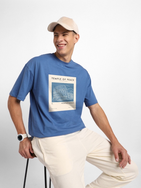 NOBERO Graphic Printed Drop Shoulder Sleeves Cotton Oversized T-Shirt - Image 6