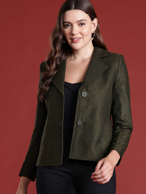 All About You Formals Notched Lapel Collar Tailored Fit Textured Blazer