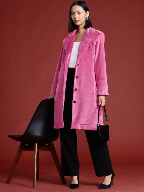 all about you Notched Lapel Collar Velvet Finish Overcoat - Image 5