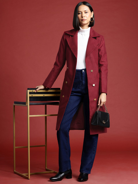 all about you Knee Length Overcoat with Tie-Up